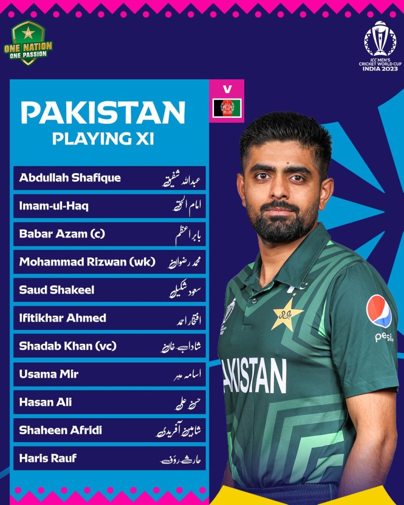 Pakistan Playing XI Against Afghanistan 