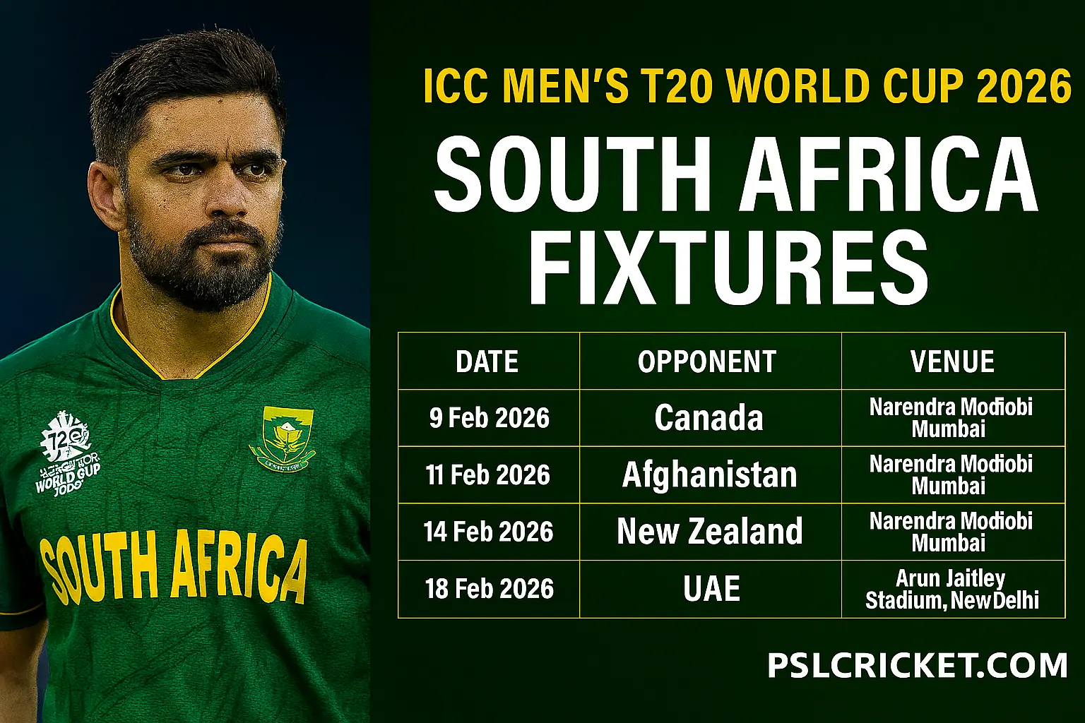 South Africa Team Squad ICC Men’s T20 World Cup 2026