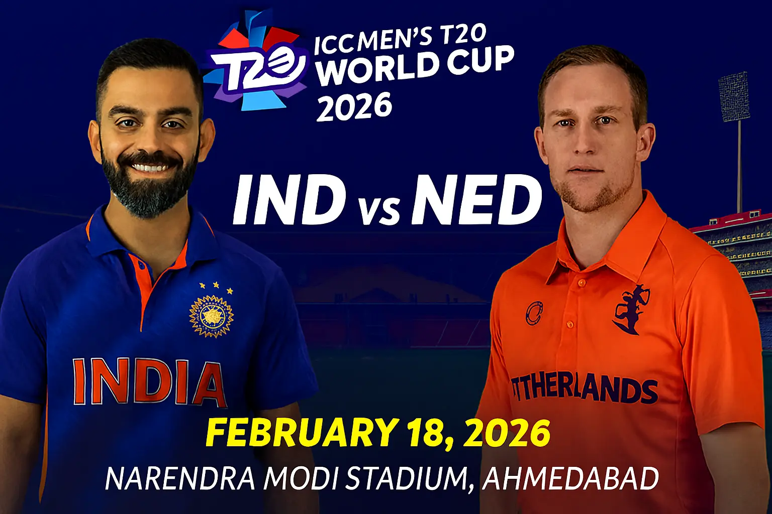 IND vs NED ICC Men’s T20 World Cup 2026