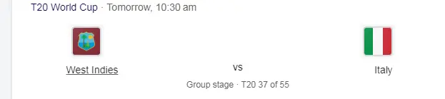 WI vs Italy T20 World Cup 2026