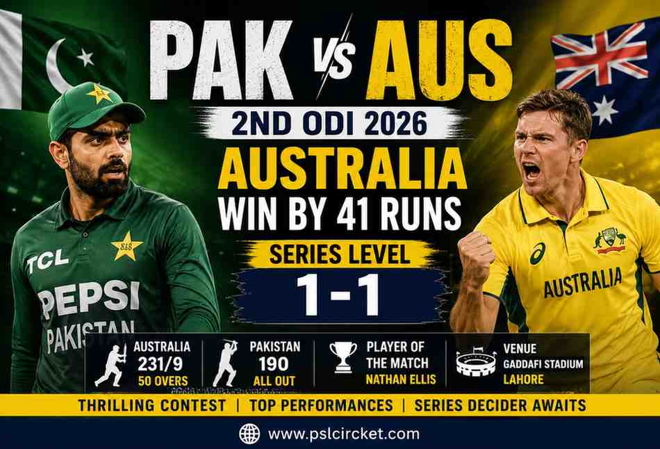 Pak vs Aus 2nd ODI 2026